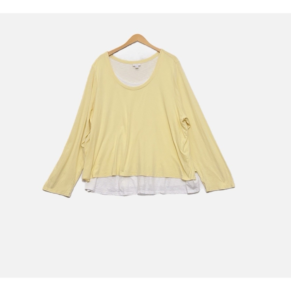 J Jill Top Womens 4X Long Sleeve Tunic Butter Yellow Layered Casual Modal